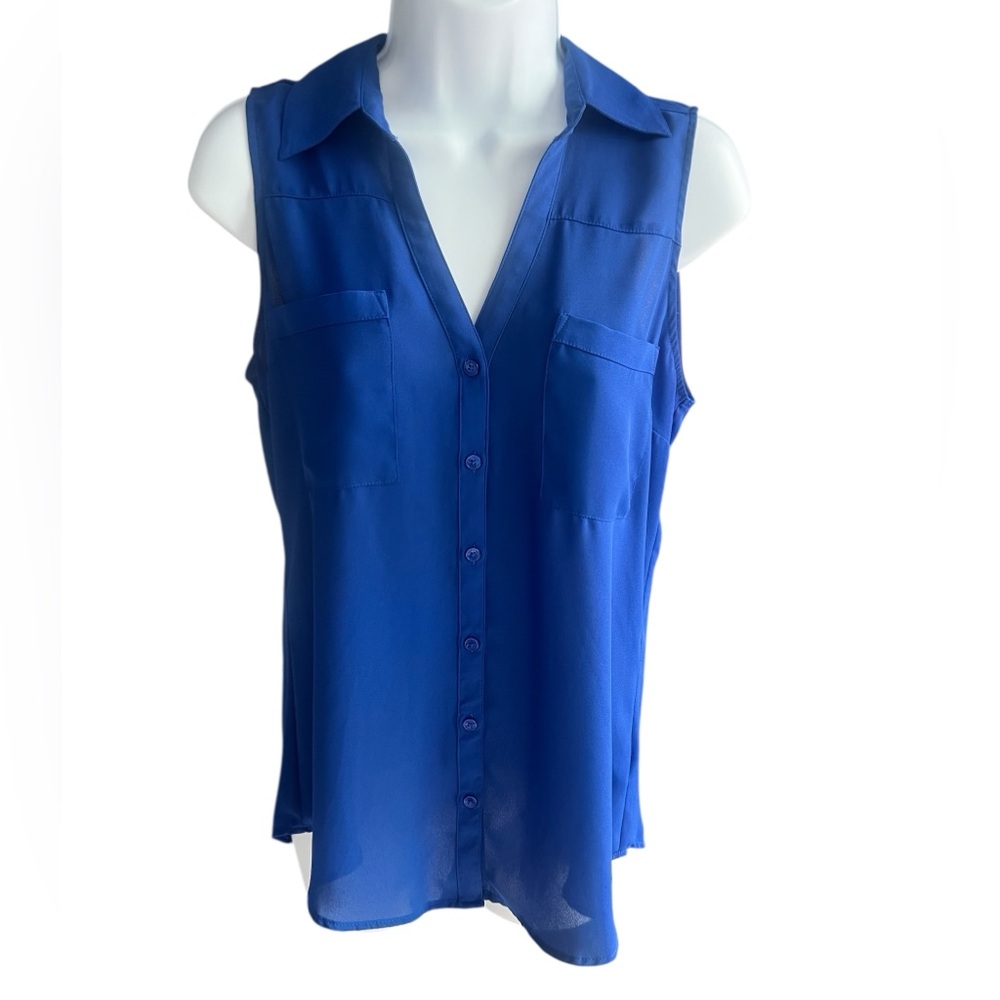 Express Royal Blue Portofino Sleeveless V neck Blouse S